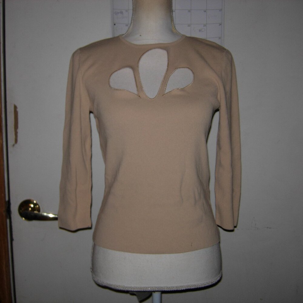 Cyrus Cream Ribbed Top With Cut Outs M